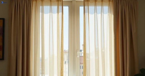 Dusty and dull curtains in jamboree-heights before steam cleaning